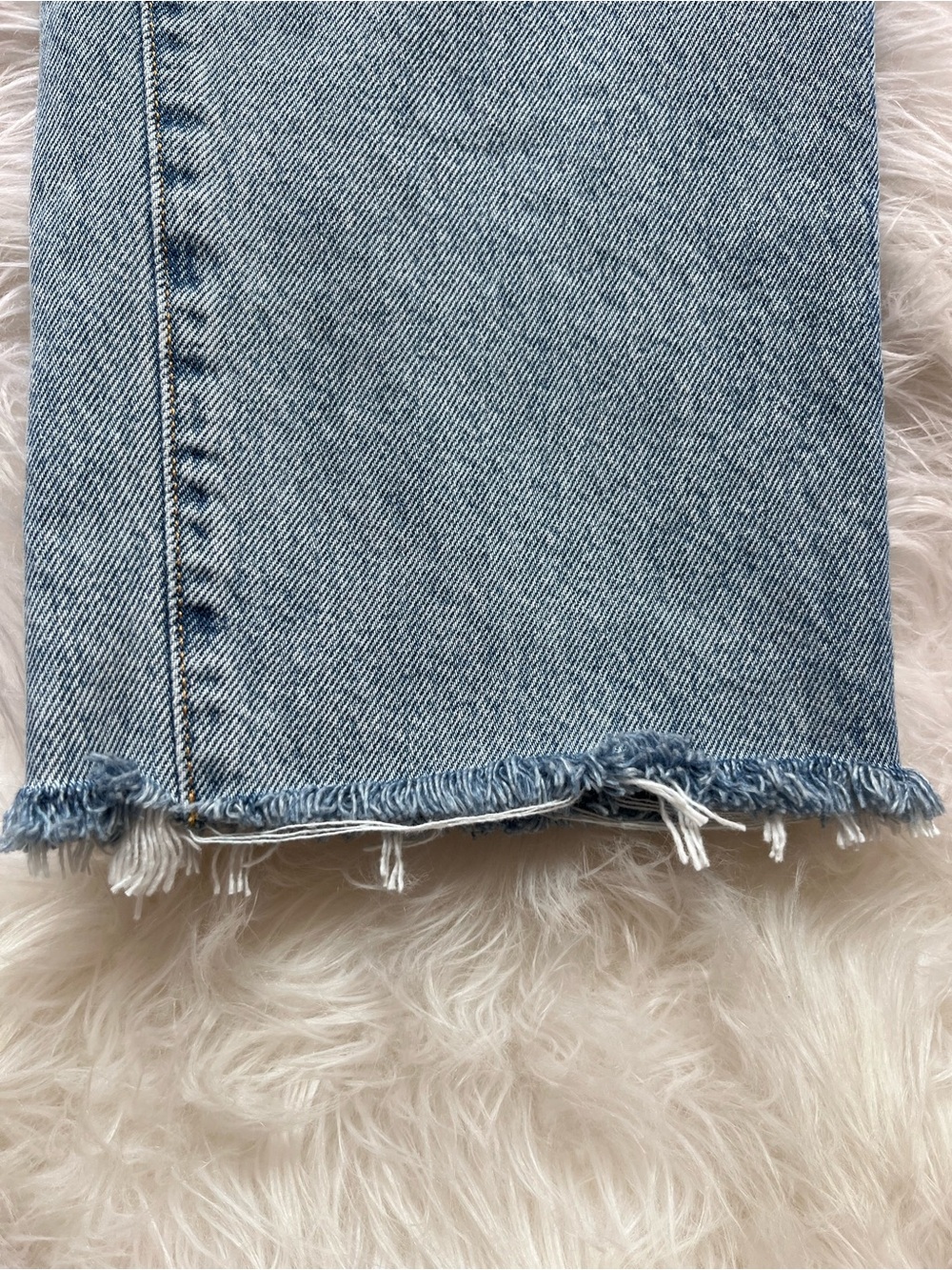 Quince Bella Rigid Straight Jeans - Powder Blue Raw Hem - Picture 14 of 15
